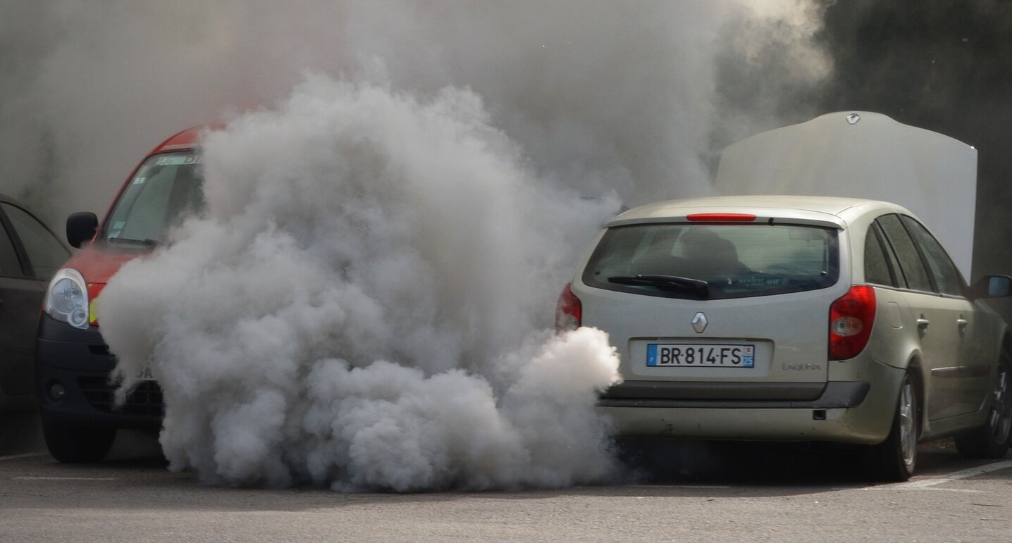 Diesel smoke from car exhaust